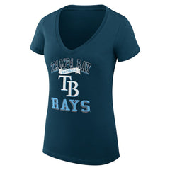 Tampa Bay Rays G-III 4Her by Carl Banks Women's Super-Slim Fit Lightweight Team Logo Graphic V-Neck T-Shirt - Navy T-shirts
