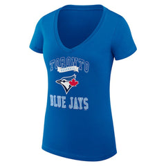Toronto Blue Jays G-III 4Her by Carl Banks Women's Super-Slim Fit Lightweight Team Logo Graphic V-Neck T-Shirt - Royal T-shirts