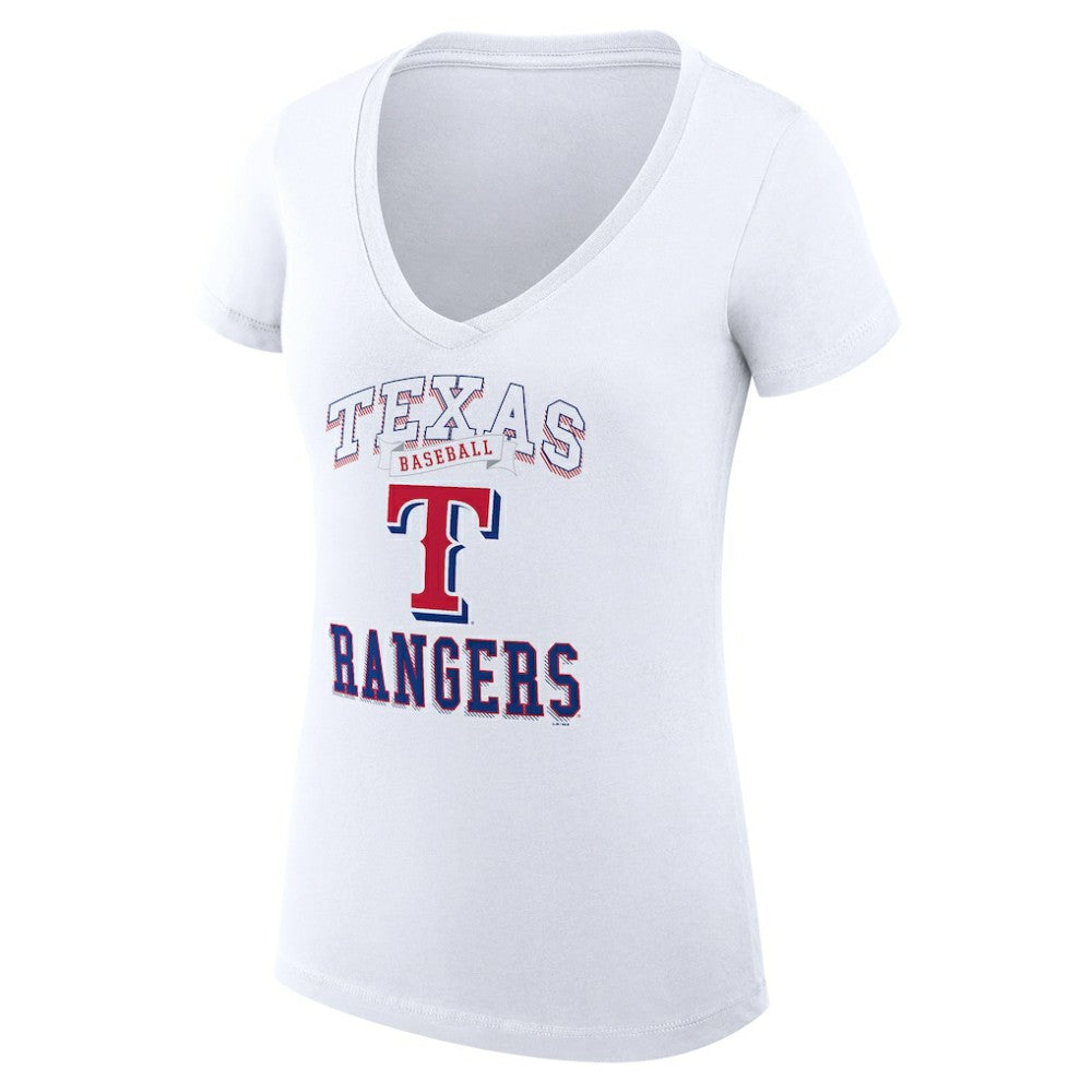 Texas Rangers G-III 4Her by Carl Banks Women's Super-Slim Fit Lightweight Team Logo Graphic V-Neck T-Shirt - White T-shirts