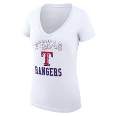 Texas Rangers G-III 4Her by Carl Banks Women's Super-Slim Fit Lightweight Team Logo Graphic V-Neck T-Shirt - White T-shirts