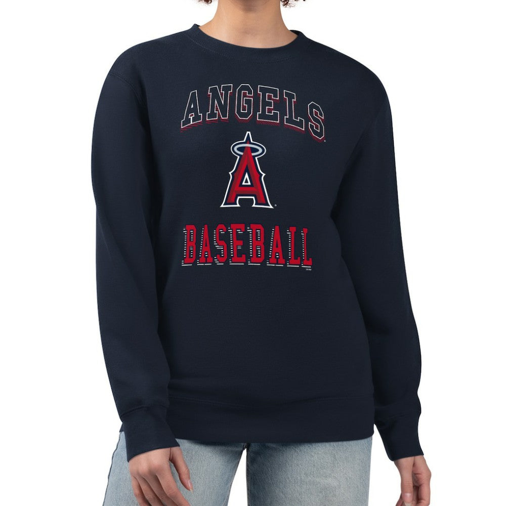 Los Angeles Angels G-III 4Her by Carl Banks Women's Team Logo Graphic Tri-Blend Fleece Pullover Sweatshirt - Navy Pullover