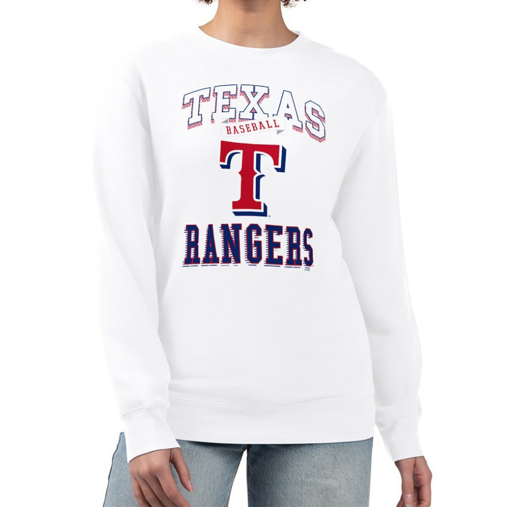 Texas Rangers G-III 4Her by Carl Banks Women's Team Logo Graphic Tri-Blend Fleece Pullover Sweatshirt - White Pullover
