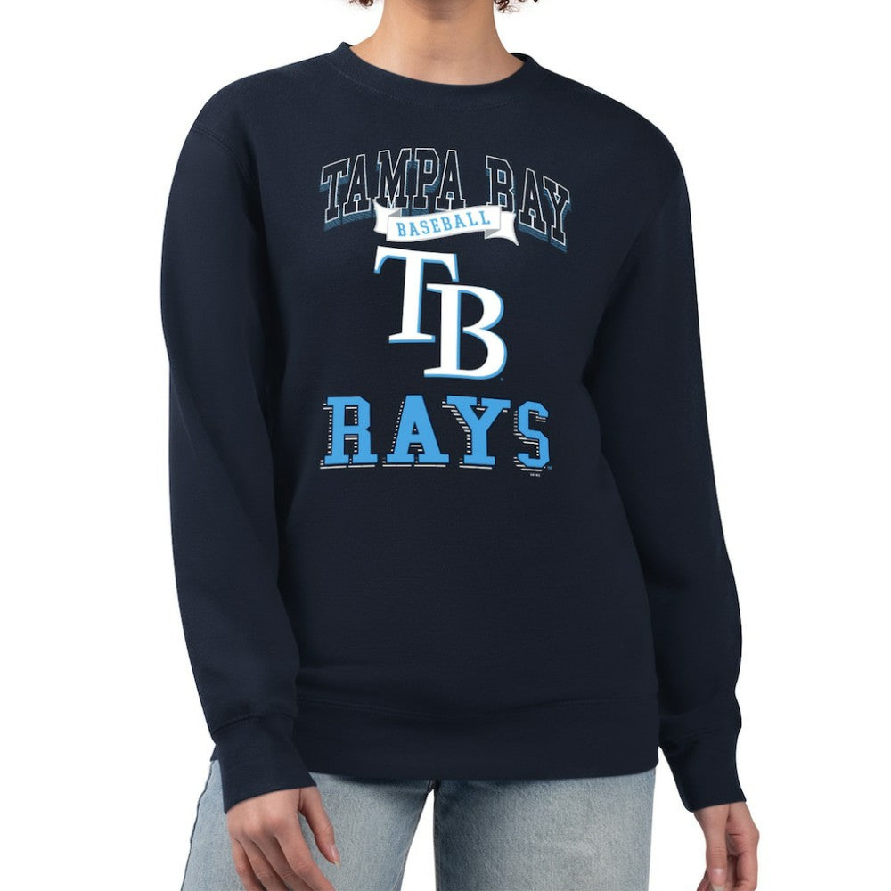 Tampa Bay Rays G-III 4Her by Carl Banks Women's Team Logo Graphic Tri-Blend Fleece Pullover Sweatshirt - Navy Pullover