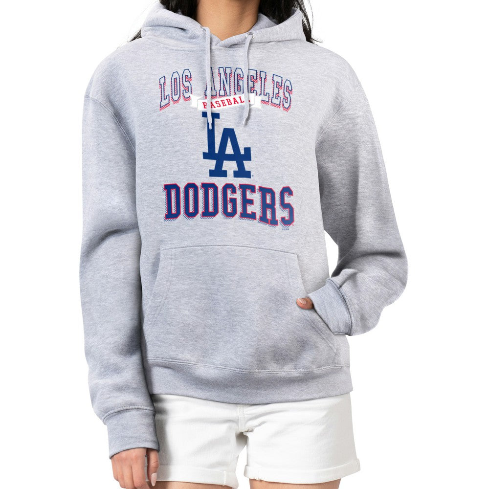 Los Angeles Dodgers G-III 4Her by Carl Banks Women's Team Logo Graphic Fleece Pullover Hoodie - Heather Gray Hoodies