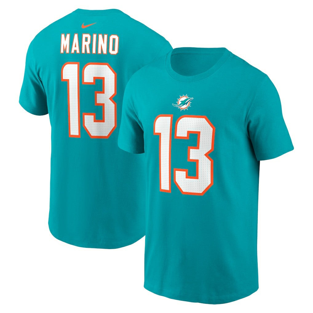 Dan Marino Miami Dolphins Retired Player Name & Number T-Shirt - Aqua T-shirts