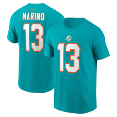 Dan Marino Miami Dolphins Retired Player Name & Number T-Shirt - Aqua T-shirts