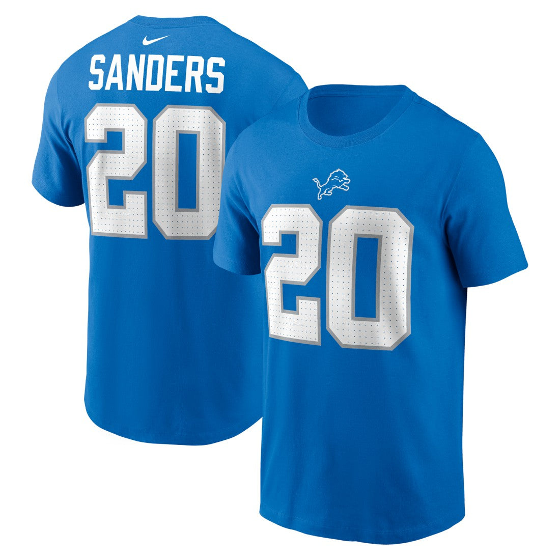 Barry Sanders Detroit Lions Retired Player Name & Number T-Shirt - Blue T-shirts