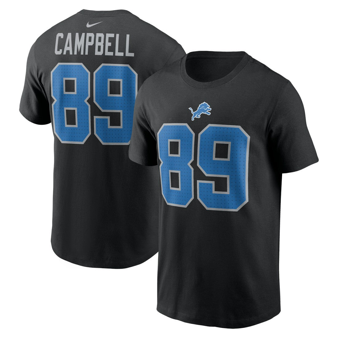 Dan Campbell Detroit Lions Retired Player Name & Number T-Shirt - Black T-shirts