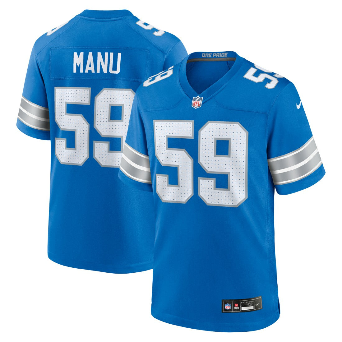 Giovanni Manu Detroit Lions Team Game Jersey - Blue Jerseys
