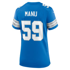 Giovanni Manu Detroit Lions Women's Team Game Jersey - Blue Jerseys
