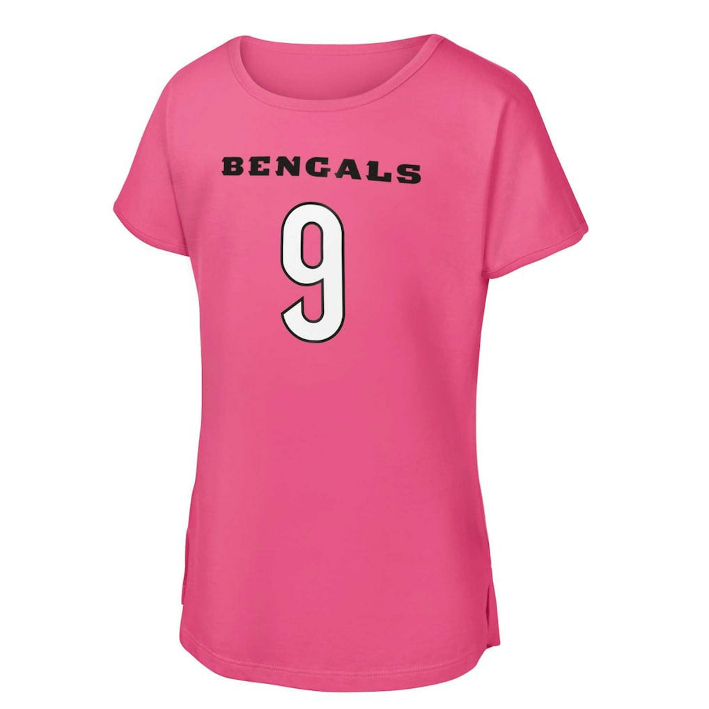 Joe Burrow Cincinnati Bengals Girls Youth Player Name & Number T-Shirt - Pink T-shirts