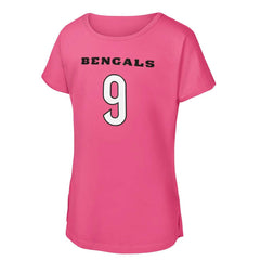 Joe Burrow Cincinnati Bengals Girls Youth Player Name & Number T-Shirt - Pink T-shirts