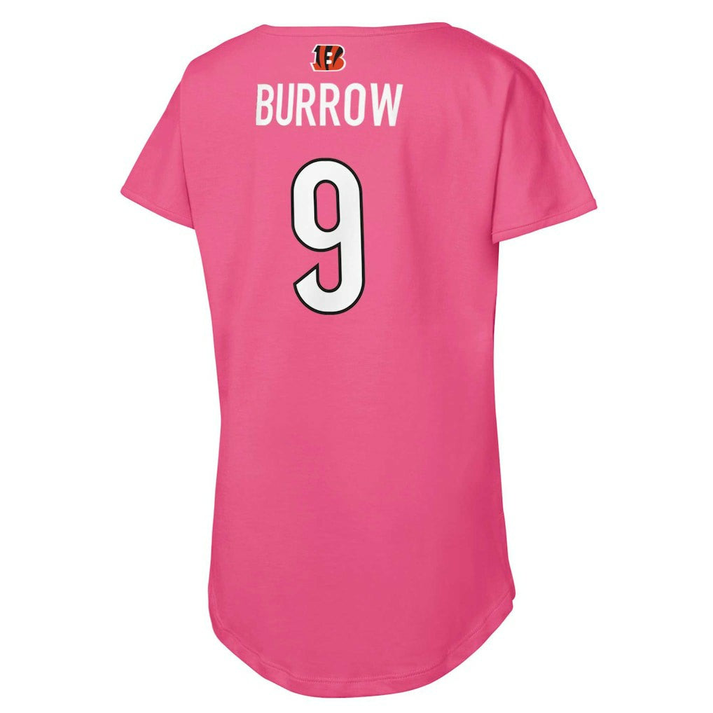 Joe Burrow Cincinnati Bengals Girls Youth Player Name & Number T-Shirt - Pink T-shirts