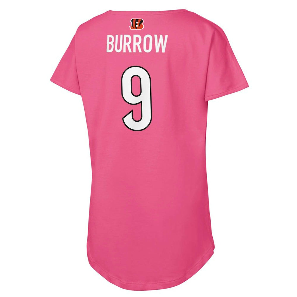 Joe Burrow Cincinnati Bengals Girls Youth Player Name & Number T-Shirt - Pink T-shirts