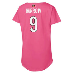 Joe Burrow Cincinnati Bengals Girls Youth Player Name & Number T-Shirt - Pink T-shirts