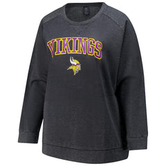 Minnesota Vikings Profile Women's Plus Size Acid Wash Raglan Sweatshirt - Charcoal Sweatshirts