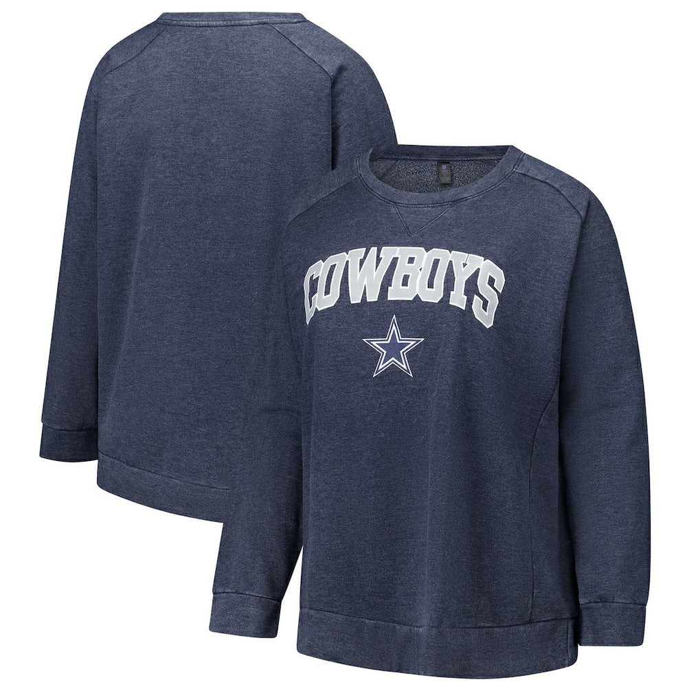 Dallas Cowboys Profile Women's Plus Size Acid Wash Raglan Sweatshirt - Navy Sweatshirts