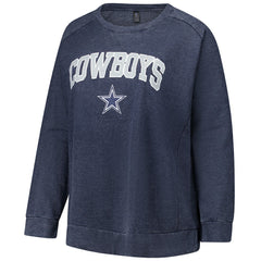 Dallas Cowboys Profile Women's Plus Size Acid Wash Raglan Sweatshirt - Navy Sweatshirts