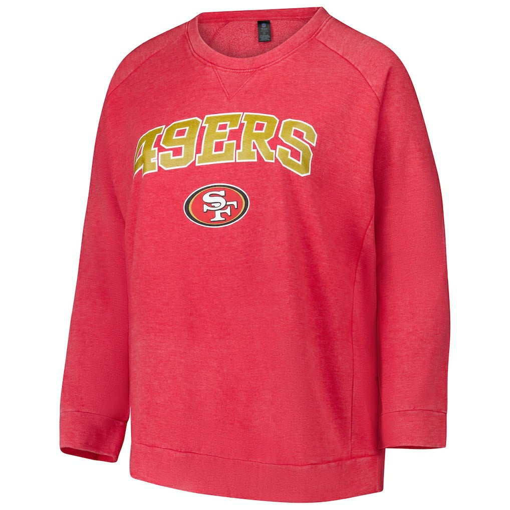 San Francisco 49ers Profile Women's Plus Size Acid Wash Raglan Sweatshirt - Red Sweatshirts