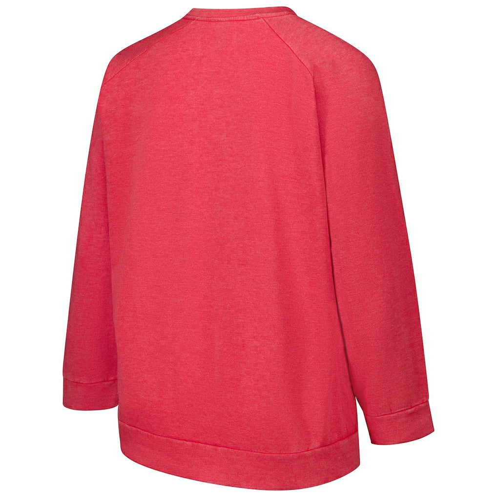 San Francisco 49ers Profile Women's Plus Size Acid Wash Raglan Sweatshirt - Red Sweatshirts