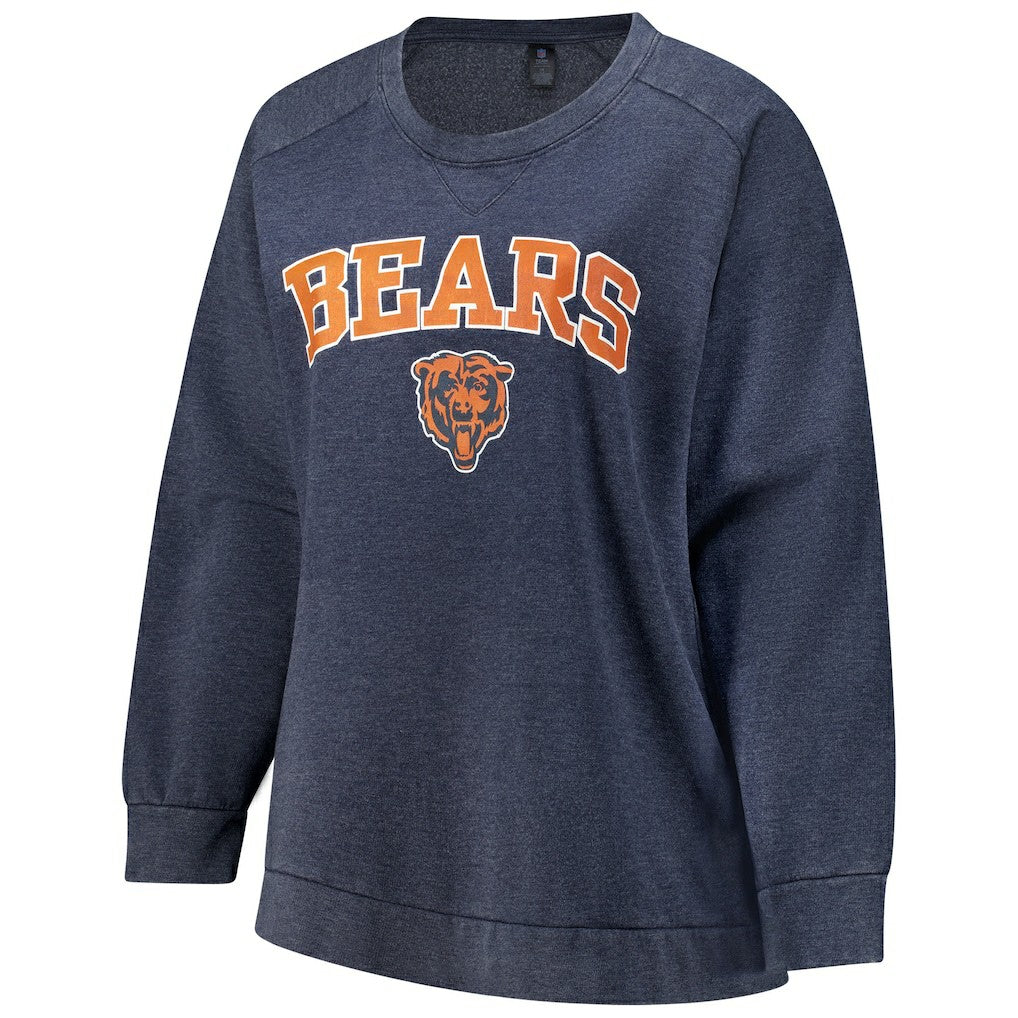 Chicago Bears Profile Women's Plus Size Acid Wash Raglan Sweatshirt - Navy Sweatshirts
