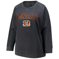 Cincinnati Bengals Profile Women's Plus Size Acid Wash Raglan Sweatshirt - Charcoal Sweatshirts