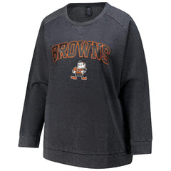 Cleveland Browns Profile Women's Plus Size Acid Wash Raglan Sweatshirt - Charcoal Sweatshirts