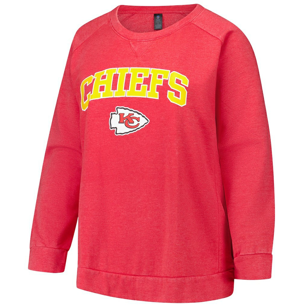 Kansas City Chiefs Profile Women's Plus Size Acid Wash Raglan Sweatshirt - Red Sweatshirts