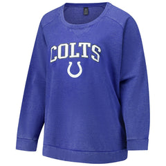 Indianapolis Colts Profile Women's Plus Size Acid Wash Raglan Sweatshirt - Royal Sweatshirts
