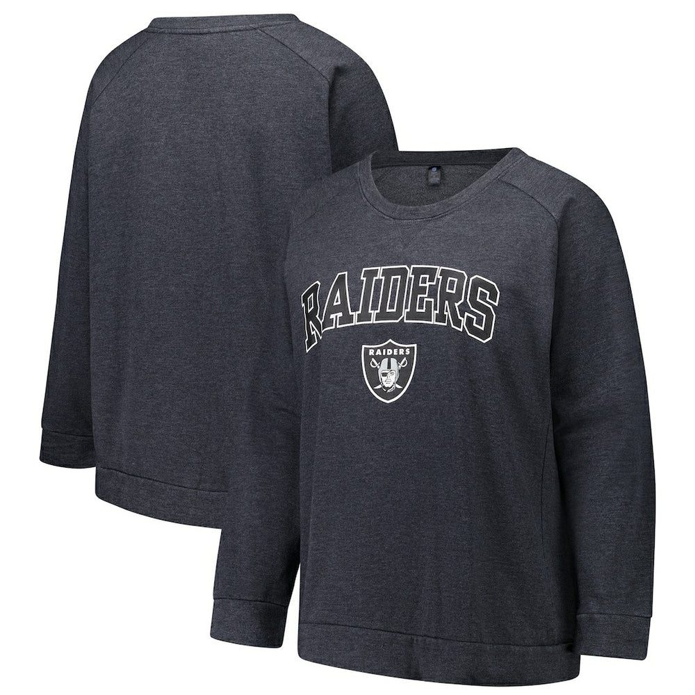 Las Vegas Raiders Profile Women's Plus Size Acid Wash Raglan Sweatshirt - Charcoal Sweatshirts