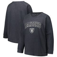 Las Vegas Raiders Profile Women's Plus Size Acid Wash Raglan Sweatshirt - Charcoal Sweatshirts