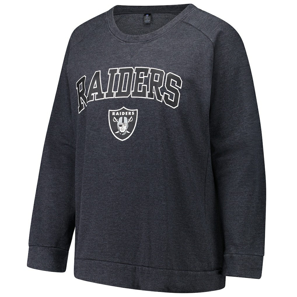 Las Vegas Raiders Profile Women's Plus Size Acid Wash Raglan Sweatshirt - Charcoal Sweatshirts