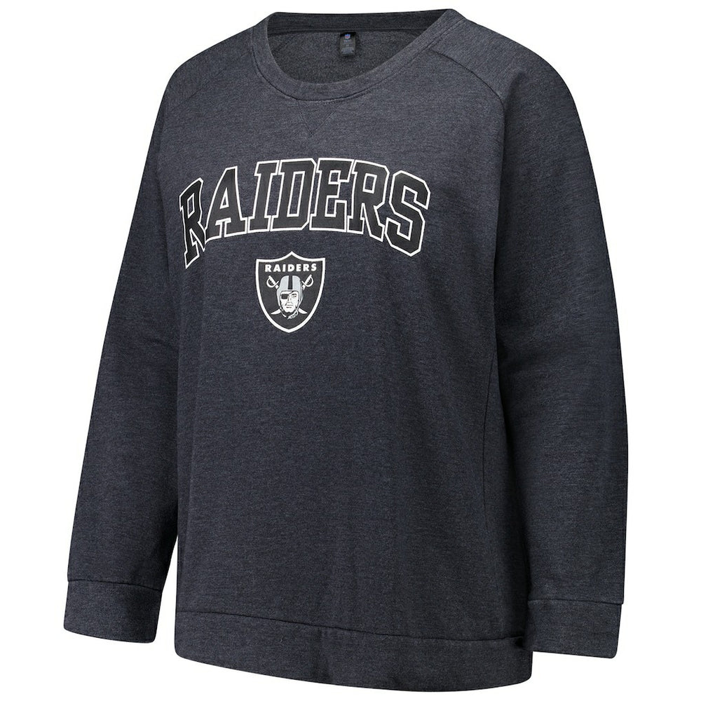 Las Vegas Raiders Profile Women's Plus Size Acid Wash Raglan Sweatshirt - Charcoal Sweatshirts