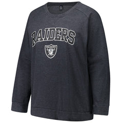 Las Vegas Raiders Profile Women's Plus Size Acid Wash Raglan Sweatshirt - Charcoal Sweatshirts