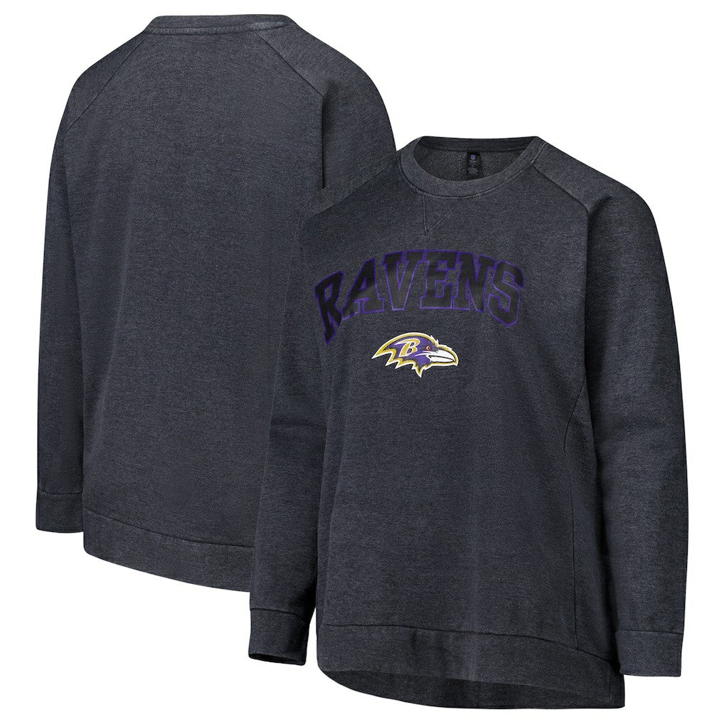 Baltimore Ravens Profile Women's Plus Size Acid Wash Raglan Sweatshirt - Charcoal Sweatshirts