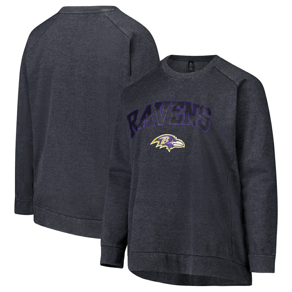 Baltimore Ravens Profile Women's Plus Size Acid Wash Raglan Sweatshirt - Charcoal Sweatshirts