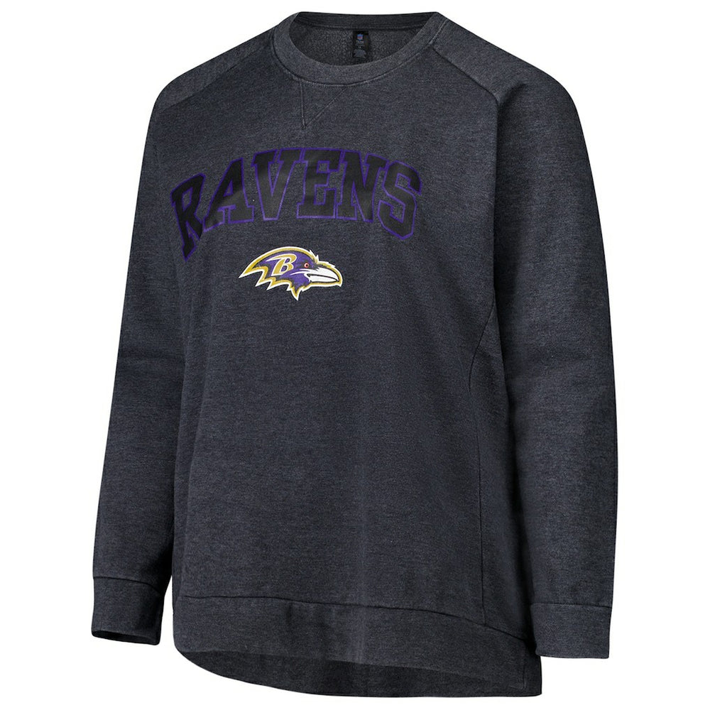 Baltimore Ravens Profile Women's Plus Size Acid Wash Raglan Sweatshirt - Charcoal Sweatshirts