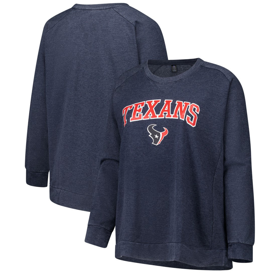 Houston Texans Profile Women's Plus Size Acid Wash Raglan Sweatshirt - Navy Sweatshirts