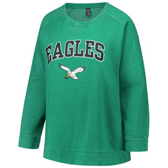 Philadelphia Eagles Profile Women's Plus Size Acid Wash Raglan Sweatshirt - Kelly Green Sweatshirts
