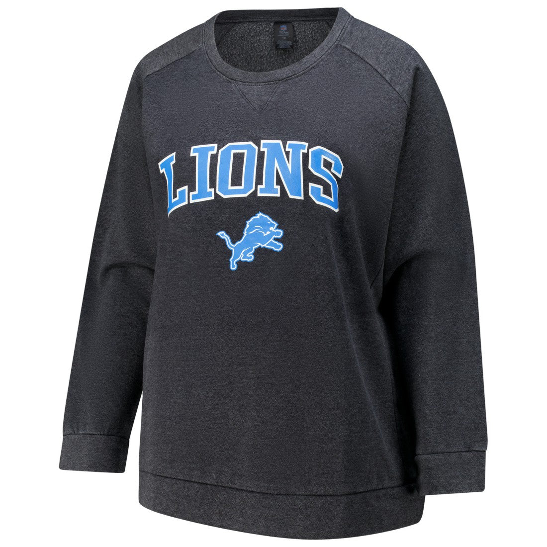 Detroit Lions Profile Women's Plus Size Acid Wash Raglan Sweatshirt - Charcoal Sweatshirts