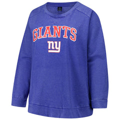 New York Giants Profile Women's Plus Size Acid Wash Raglan Sweatshirt - Royal Sweatshirts