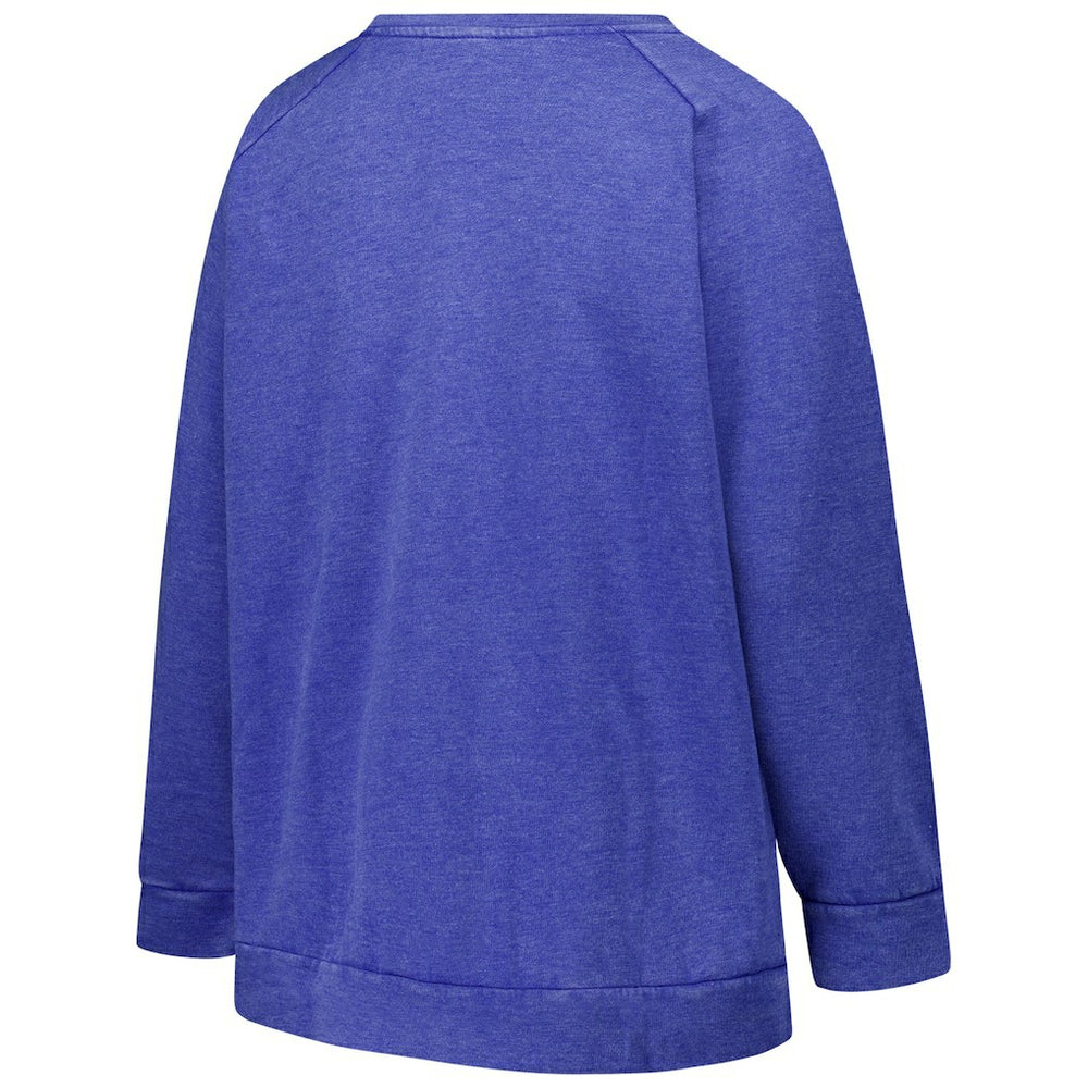 New York Giants Profile Women's Plus Size Acid Wash Raglan Sweatshirt - Royal Sweatshirts