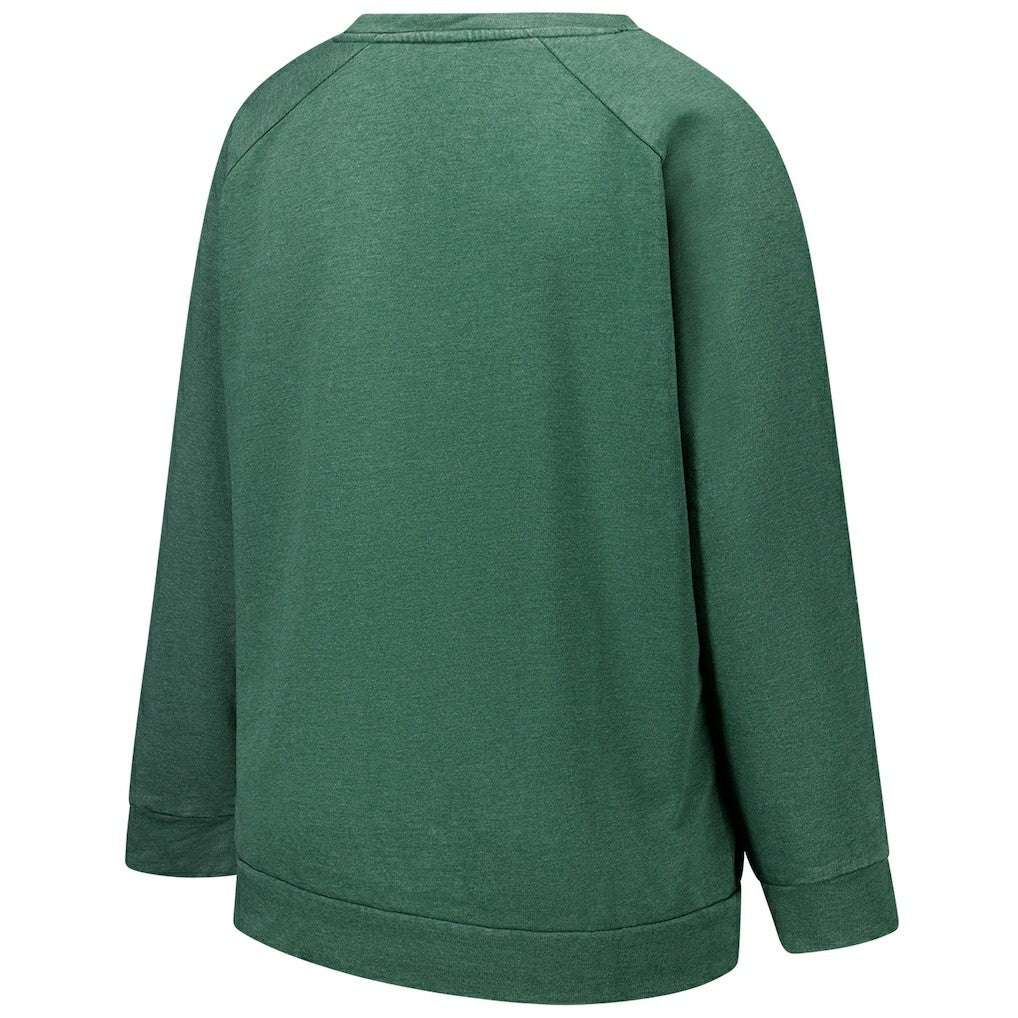 New York Jets Profile Women's Plus Size Acid Wash Raglan Sweatshirt - Heather Green Sweatshirts