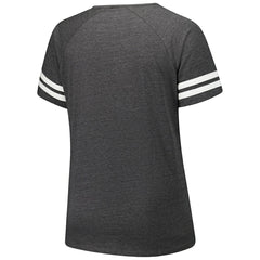 Arizona Cardinals Women's Plus Size Logo Striped Raglan Notch Neck T-Shirt - Charcoal T-shirts
