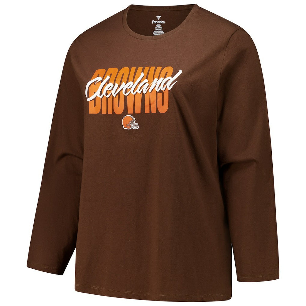 Cleveland Browns Women's Long Sleeve Scoop Neck T-Shirt - Brown T-shirts