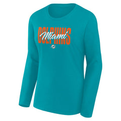 Miami Dolphins Women's Long Sleeve Scoop Neck T-Shirt - Aqua T-shirts