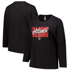 Atlanta Falcons Women's Long Sleeve Scoop Neck T-Shirt - Black T-shirts