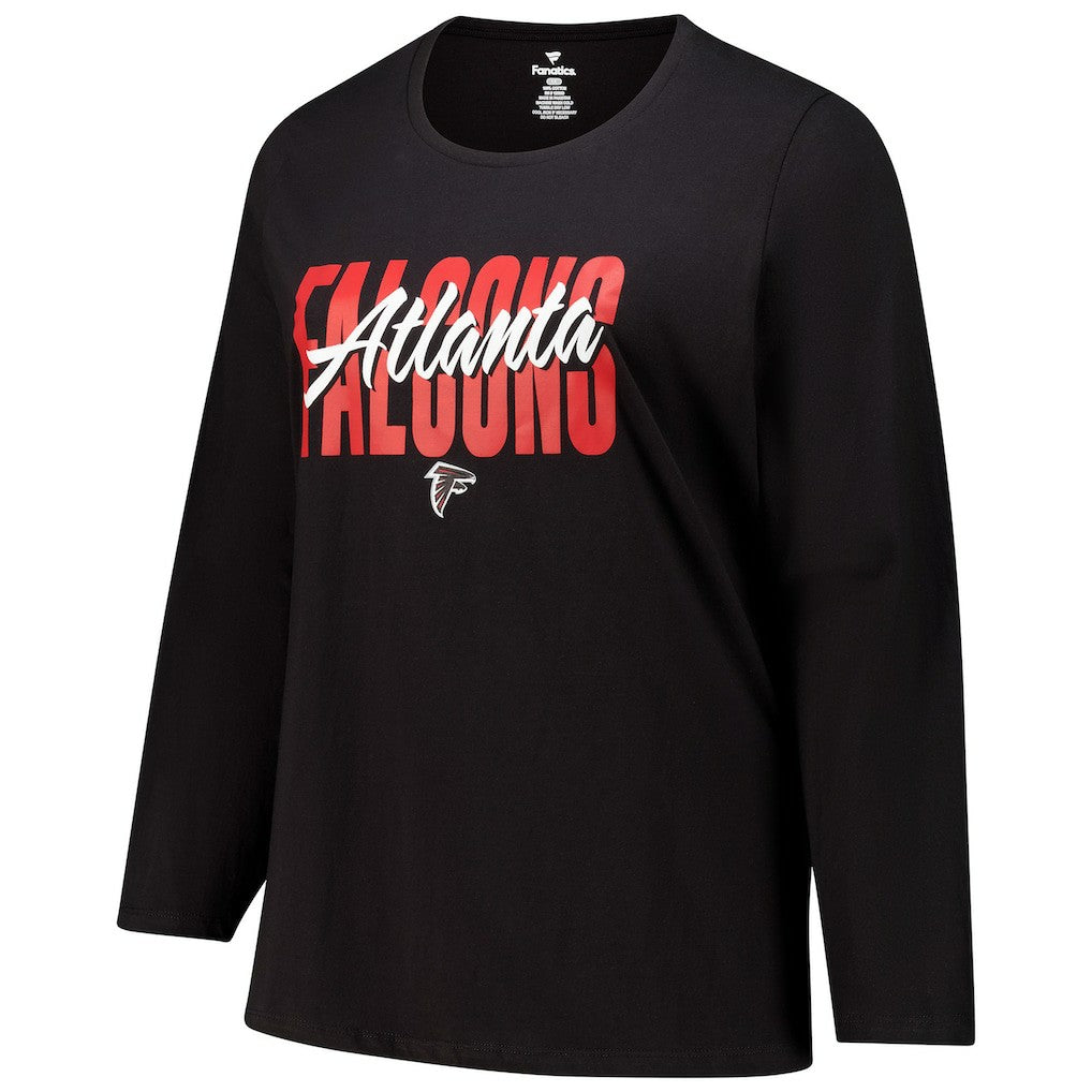 Atlanta Falcons Women's Long Sleeve Scoop Neck T-Shirt - Black T-shirts