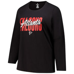 Atlanta Falcons Women's Long Sleeve Scoop Neck T-Shirt - Black T-shirts