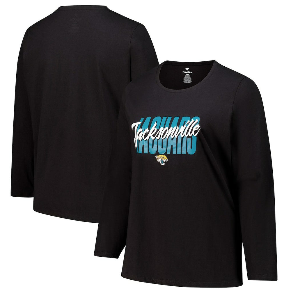 Jacksonville Jaguars Women's Long Sleeve Scoop Neck T-Shirt - Black T-shirts